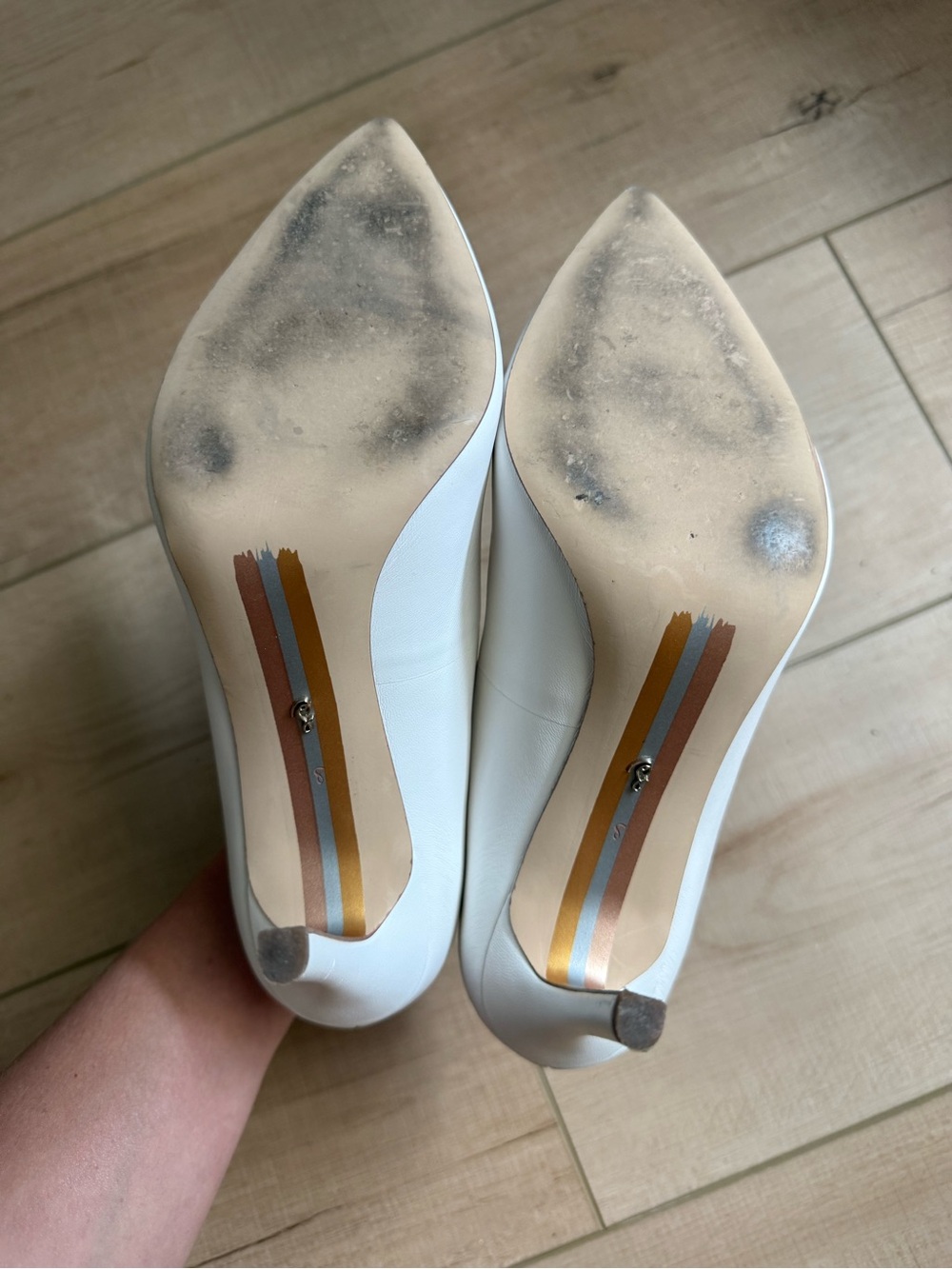 Sam Edelman White Leather Pointed-Toe Stiletto Pumps Size 8, Medium - Picture 4 of 8